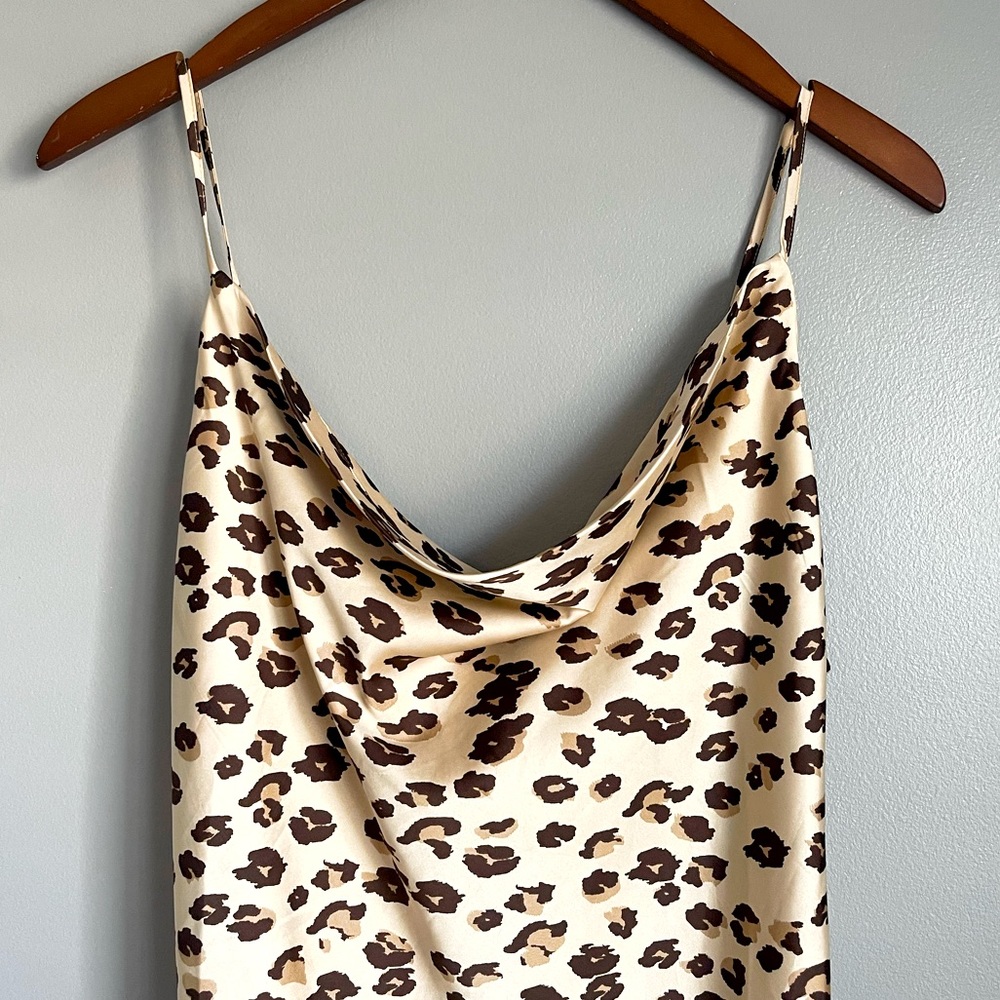 Forever 21 leopard cowl neck slip dress, size large